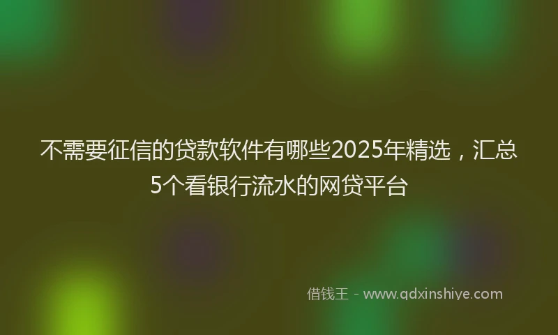 不需要征信的贷款软件有哪些2025年精选，汇总5个看银行流水的网贷平台