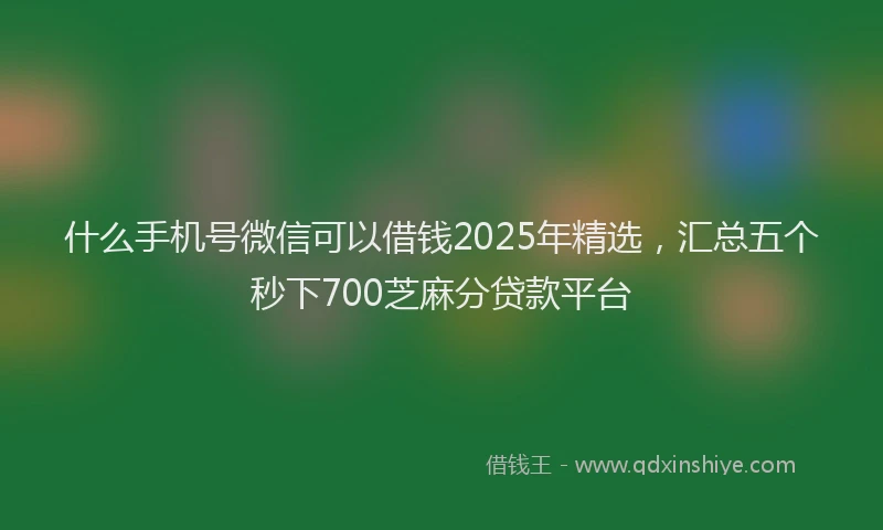 什么手机号微信可以借钱2025年精选，汇总五个秒下700芝麻分贷款平台