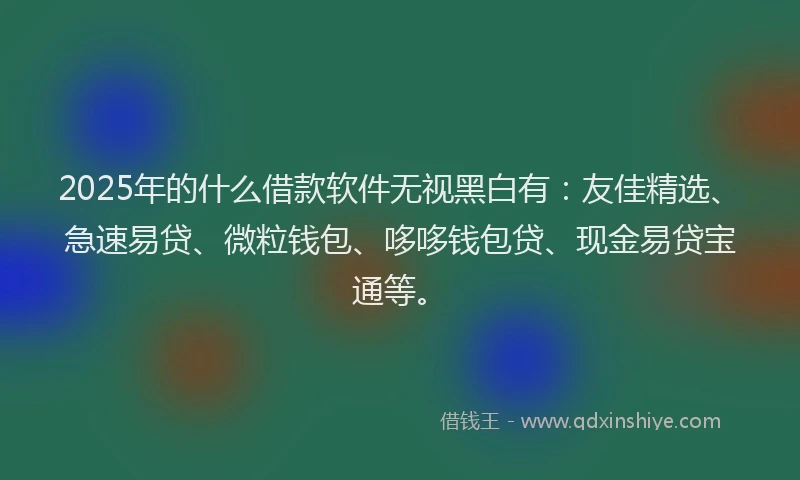 2025年的什么借款软件无视黑白有：友佳精选、急速易贷、微粒钱包、哆哆钱包贷、现金易贷宝通等。