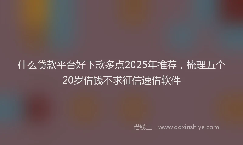 什么贷款平台好下款多点2025年推荐，梳理五个20岁借钱不求征信速借软件