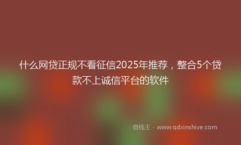什么网贷正规不看征信2025年推荐，整合5个贷款不上诚信平台的软件
