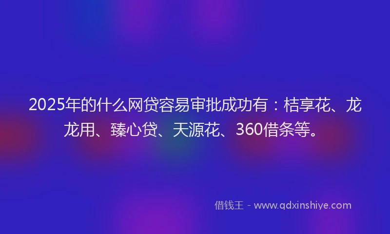 2025年的什么网贷容易审批成功有：桔享花、龙龙用、臻心贷、天源花、360借条等。