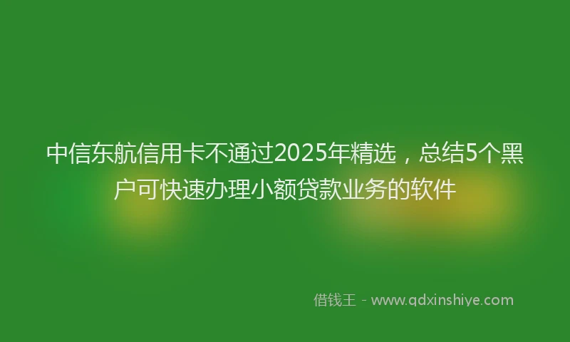 中信东航信用卡不通过2025年精选，总结5个黑户可快速办理小额贷款业务的软件