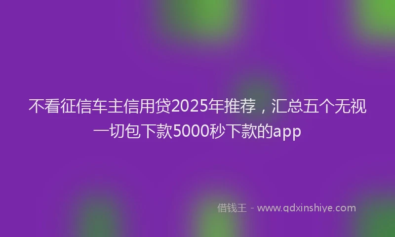 不看征信车主信用贷2025年推荐，汇总五个无视一切包下款5000秒下款的app