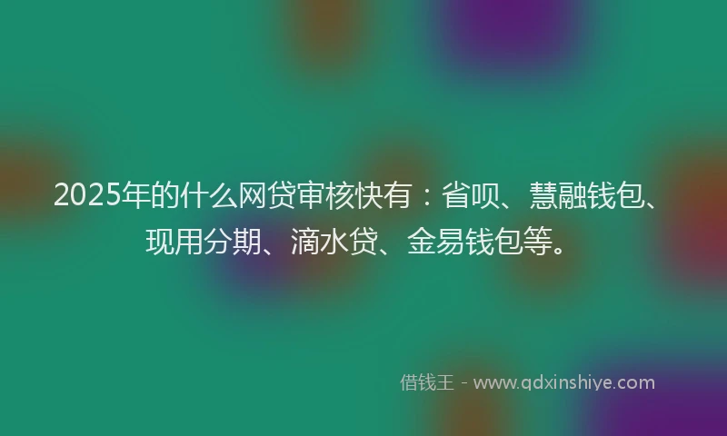 2025年的什么网贷审核快有：省呗、慧融钱包、现用分期、滴水贷、金易钱包等。