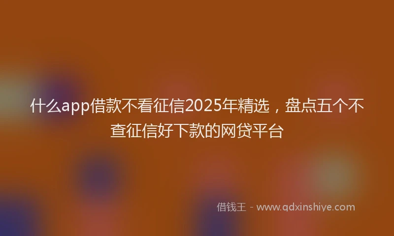 什么app借款不看征信2025年精选，盘点五个不查征信好下款的网贷平台