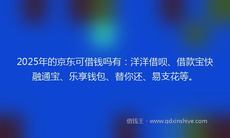 2025年的京东可借钱吗有：洋洋借呗、借款宝快融通宝、乐享钱包、替你还、易支花等。