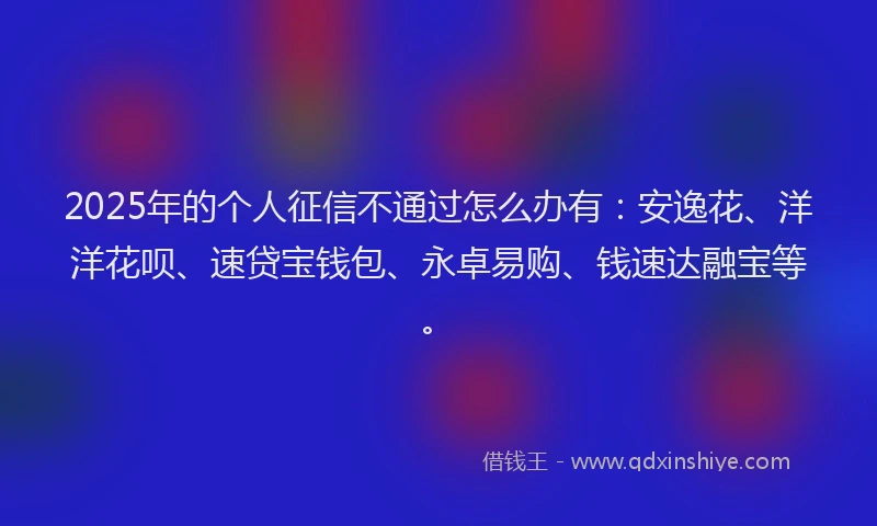 2025年的个人征信不通过怎么办有：安逸花、洋洋花呗、速贷宝钱包、永卓易购、钱速达融宝等。