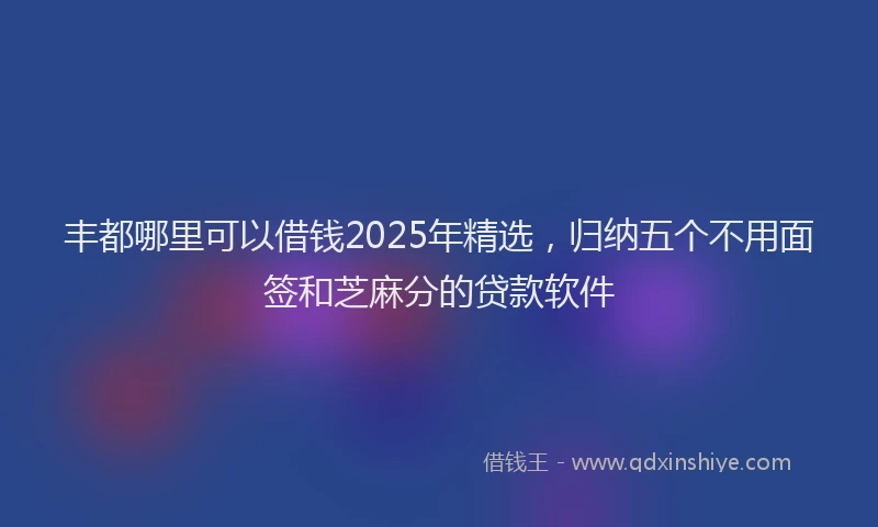 丰都哪里可以借钱2025年精选，归纳五个不用面签和芝麻分的贷款软件