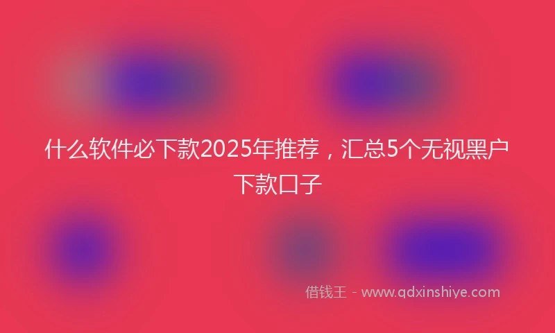 什么软件必下款2025年推荐，汇总5个无视黑户下款口子