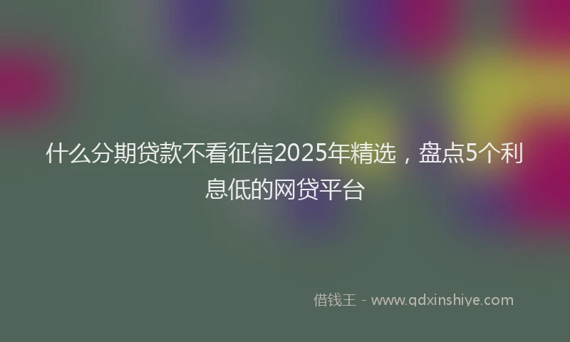 什么分期贷款不看征信2025年精选，盘点5个利息低的网贷平台
