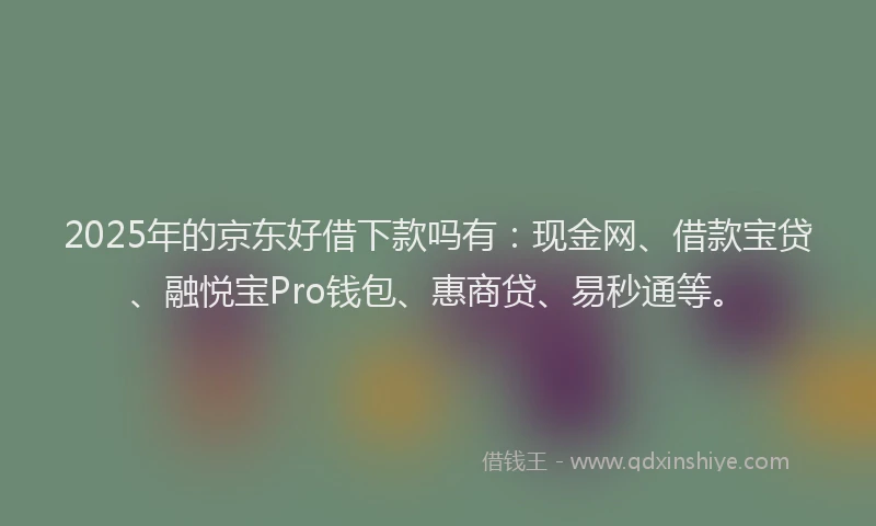 2025年的京东好借下款吗有：现金网、借款宝贷、融悦宝Pro钱包、惠商贷、易秒通等。