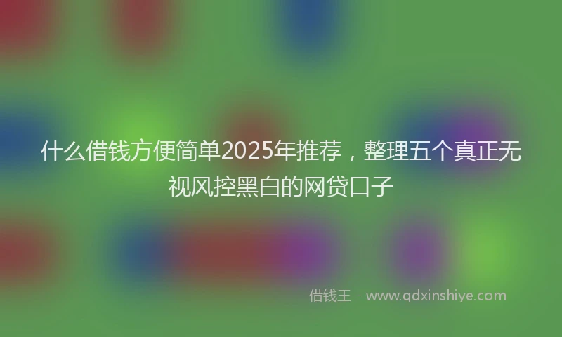 什么借钱方便简单2025年推荐，整理五个真正无视风控黑白的网贷口子