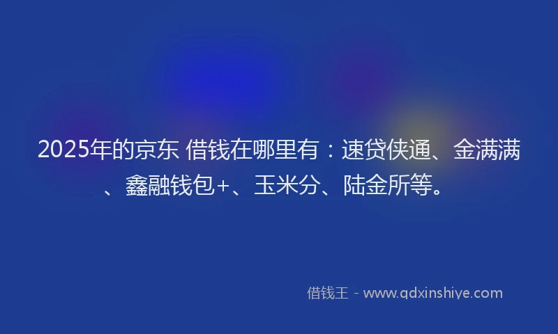 2025年的京东 借钱在哪里有：速贷侠通、金满满、鑫融钱包+、玉米分、陆金所等。