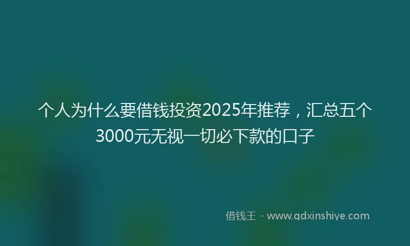个人为什么要借钱投资2025年推荐，汇总五个3000元无视一切必下款的口子