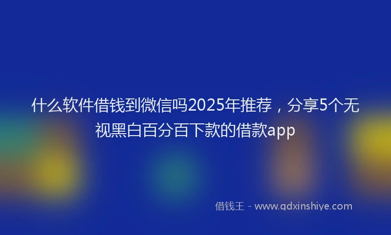 什么软件借钱到微信吗2025年推荐，分享5个无视黑白百分百下款的借款app