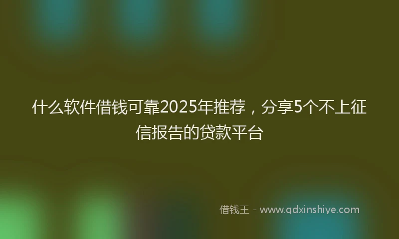 什么软件借钱可靠2025年推荐，分享5个不上征信报告的贷款平台