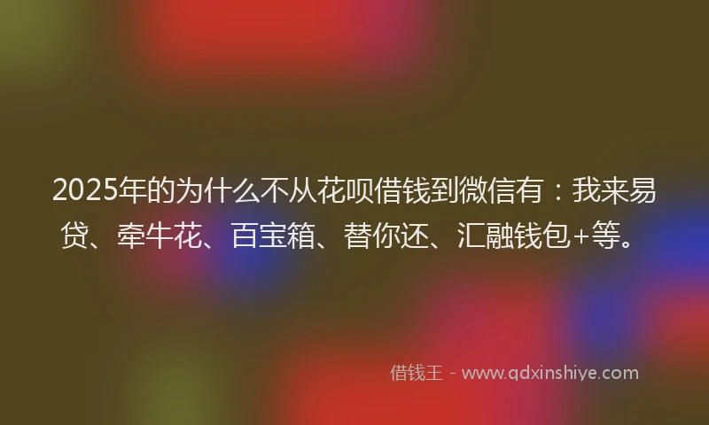 2025年的为什么不从花呗借钱到微信有：我来易贷、牵牛花、百宝箱、替你还、汇融钱包+等。