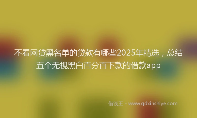 不看网贷黑名单的贷款有哪些2025年精选，总结五个无视黑白百分百下款的借款app