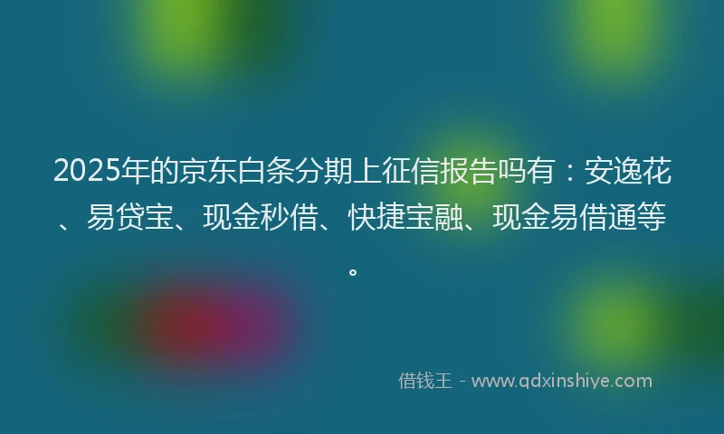 2025年的京东白条分期上征信报告吗有：安逸花、易贷宝、现金秒借、快捷宝融、现金易借通等。