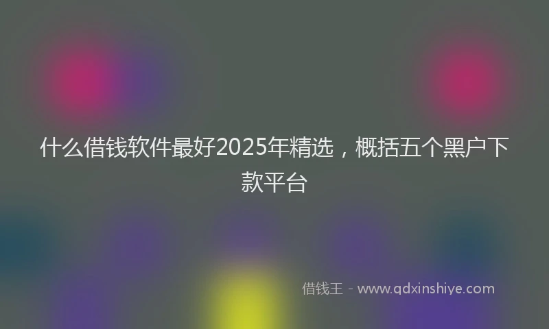 什么借钱软件最好2025年精选，概括五个黑户下款平台