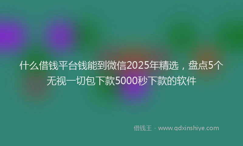 什么借钱平台钱能到微信2025年精选，盘点5个无视一切包下款5000秒下款的软件