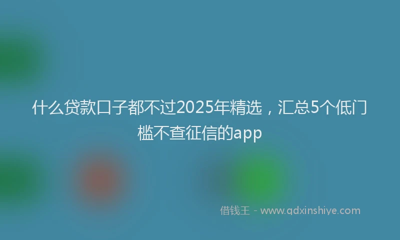 什么贷款口子都不过2025年精选，汇总5个低门槛不查征信的app