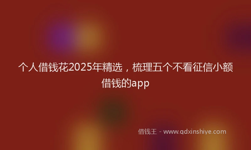 个人借钱花2025年精选，梳理五个不看征信小额借钱的app