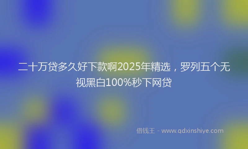 二十万贷多久好下款啊2025年精选，罗列五个无视黑白100%秒下网贷