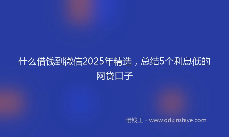 什么借钱到微信2025年精选，总结5个利息低的网贷口子