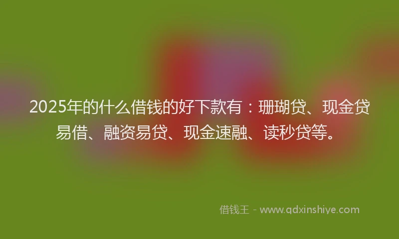 2025年的什么借钱的好下款有：珊瑚贷、现金贷易借、融资易贷、现金速融、读秒贷等。