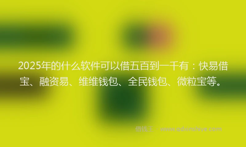 2025年的什么软件可以借五百到一千有：快易借宝、融资易、维维钱包、全民钱包、微粒宝等。