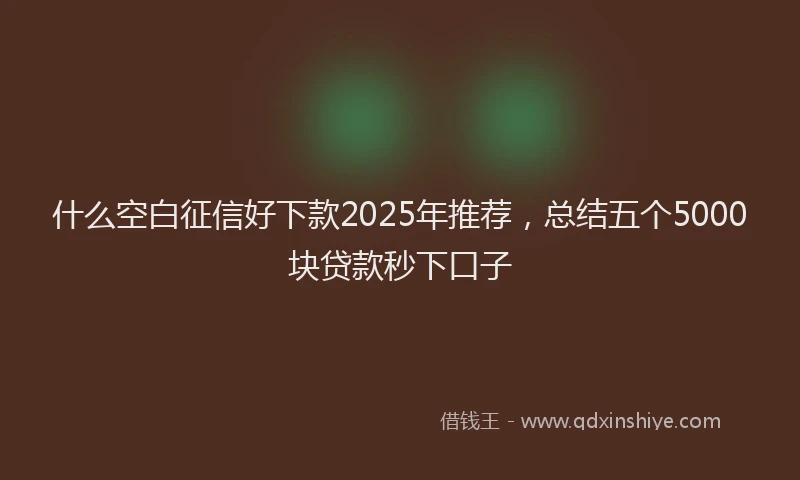什么空白征信好下款2025年推荐，总结五个5000块贷款秒下口子