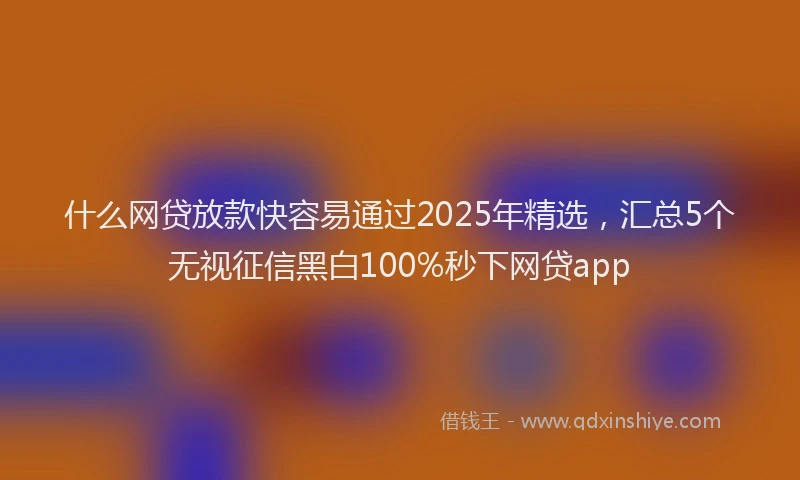 什么网贷放款快容易通过2025年精选，汇总5个无视征信黑白100%秒下网贷app