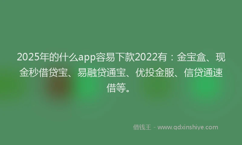 2025年的什么app容易下款2022有：金宝盒、现金秒借贷宝、易融贷通宝、优投金服、信贷通速借等。