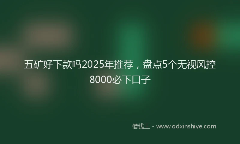 五矿好下款吗2025年推荐，盘点5个无视风控8000必下口子
