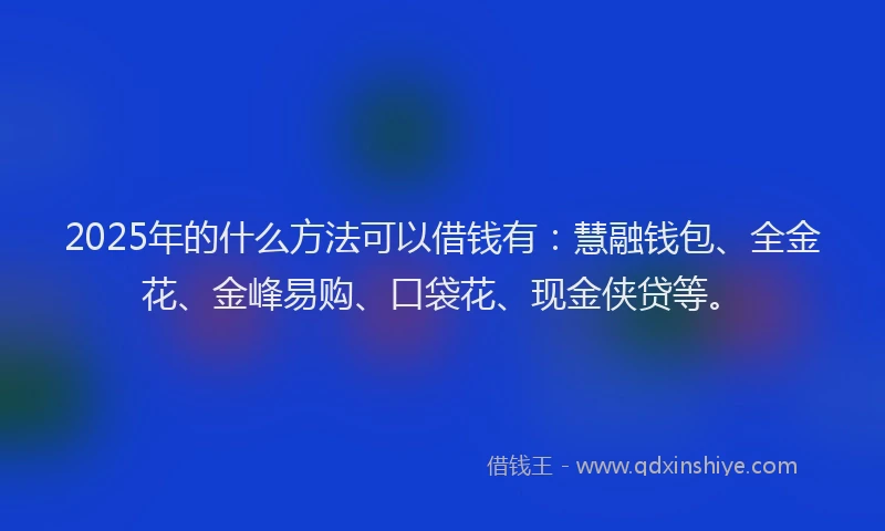 2025年的什么方法可以借钱有：慧融钱包、全金花、金峰易购、口袋花、现金侠贷等。