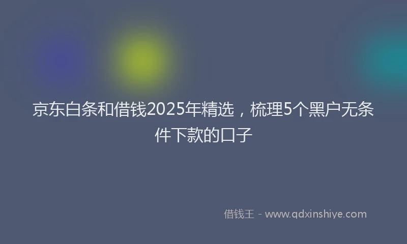 京东白条和借钱2025年精选，梳理5个黑户无条件下款的口子
