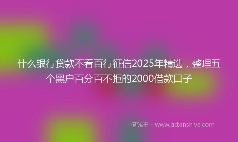 什么银行贷款不看百行征信2025年精选，整理五个黑户百分百不拒的2000借款口子