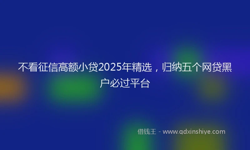 不看征信高额小贷2025年精选，归纳五个网贷黑户必过平台