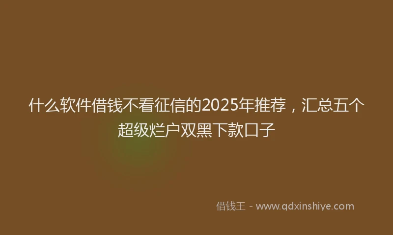 什么软件借钱不看征信的2025年推荐，汇总五个超级烂户双黑下款口子
