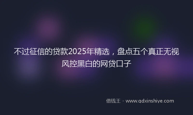 不过征信的贷款2025年精选，盘点五个真正无视风控黑白的网贷口子