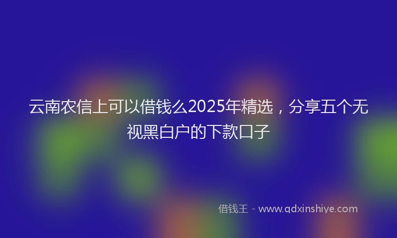 云南农信上可以借钱么2025年精选，分享五个无视黑白户的下款口子