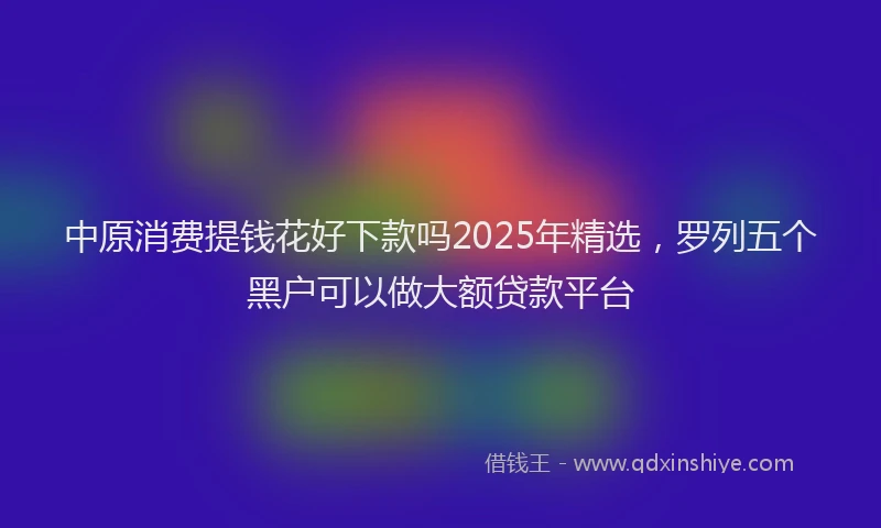 中原消费提钱花好下款吗2025年精选，罗列五个黑户可以做大额贷款平台