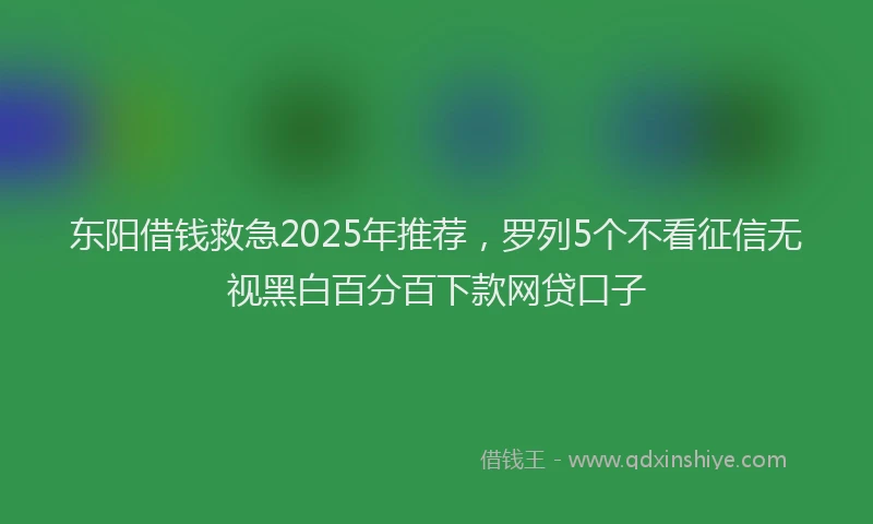 东阳借钱救急2025年推荐，罗列5个不看征信无视黑白百分百下款网贷口子