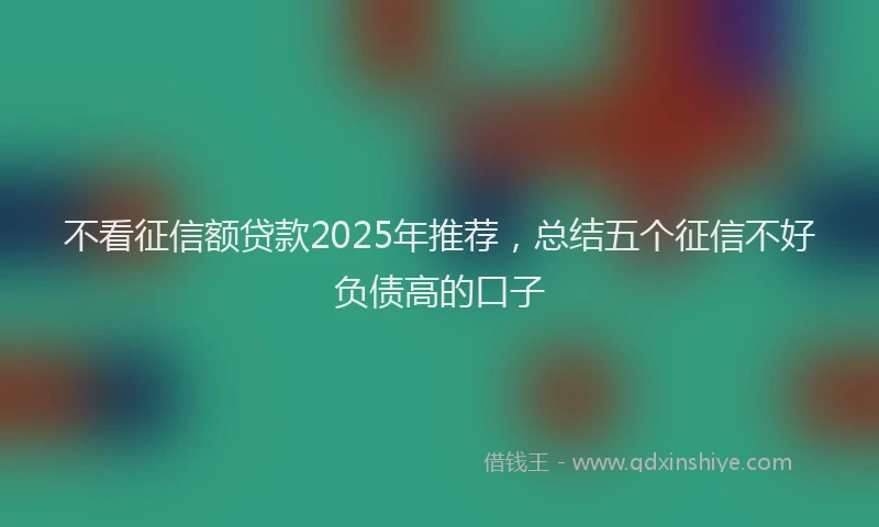 不看征信额贷款2025年推荐，总结五个征信不好负债高的口子