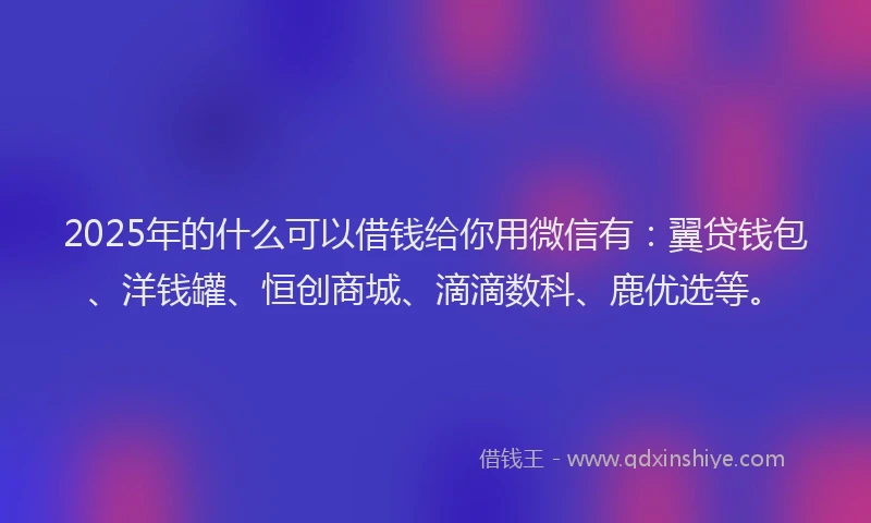 2025年的什么可以借钱给你用微信有：翼贷钱包、洋钱罐、恒创商城、滴滴数科、鹿优选等。