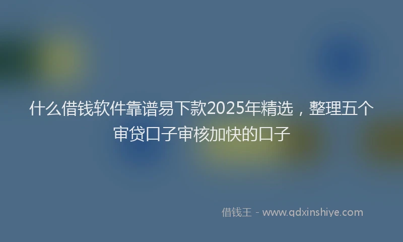 什么借钱软件靠谱易下款2025年精选，整理五个审贷口子审核加快的口子