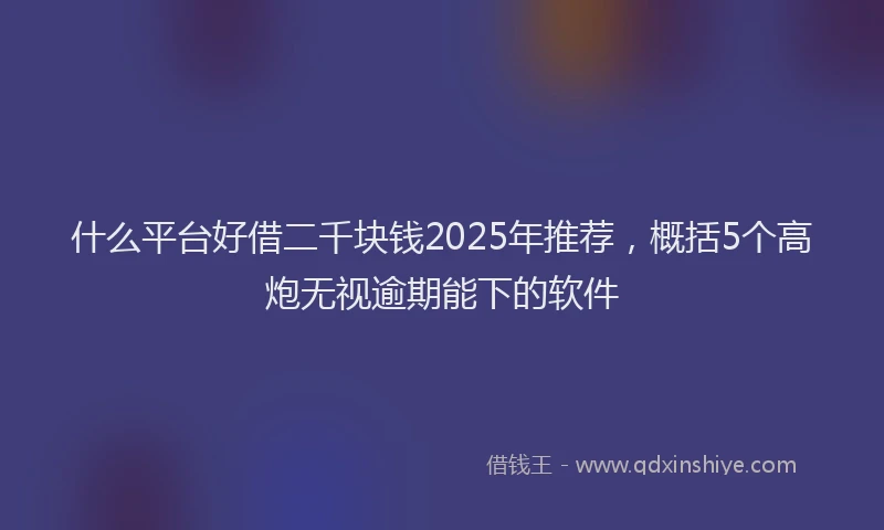 什么平台好借二千块钱2025年推荐，概括5个高炮无视逾期能下的软件