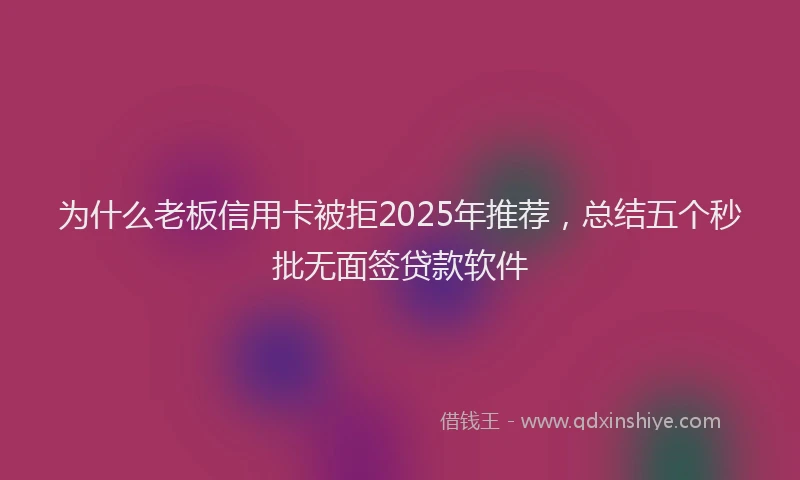 为什么老板信用卡被拒2025年推荐，总结五个秒批无面签贷款软件